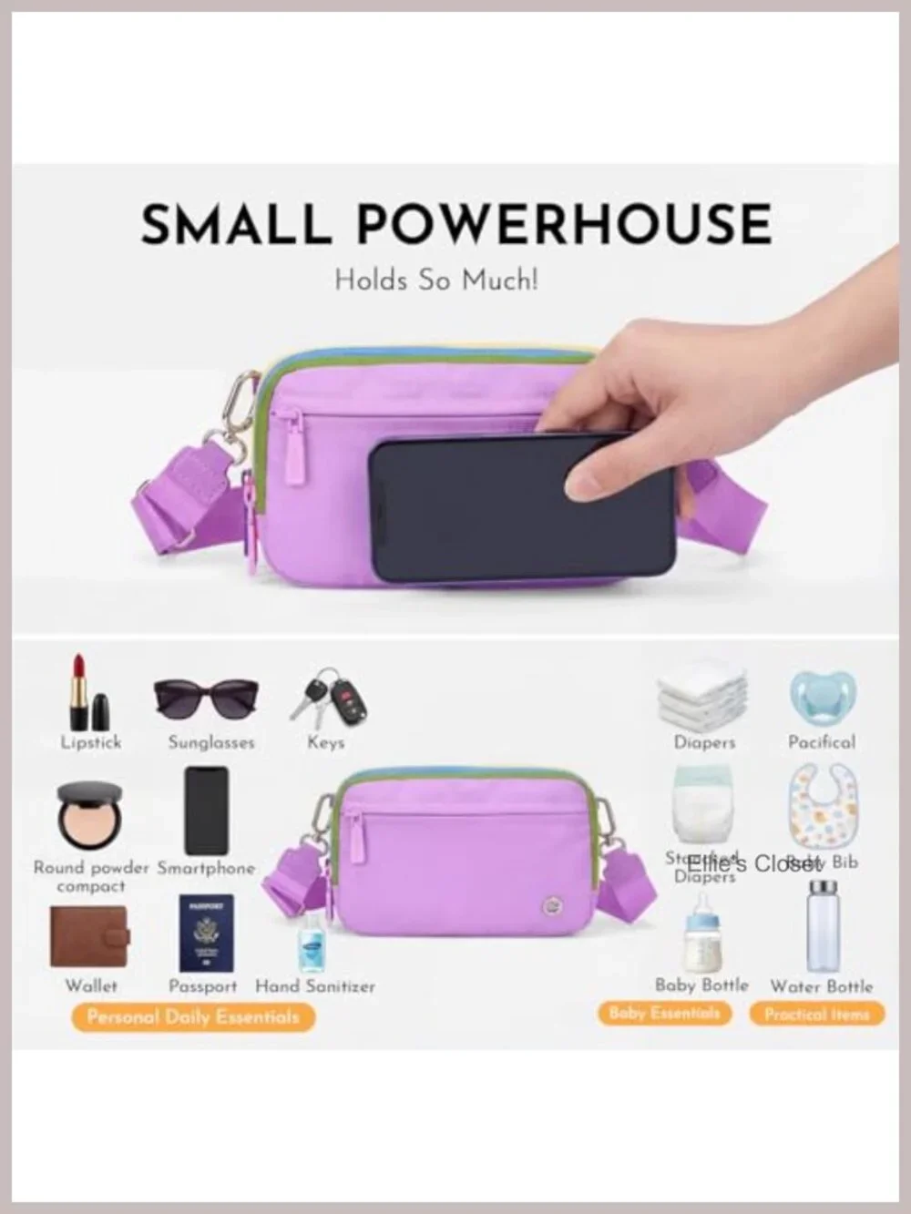 Women's Nylon Triple Zipper Crossbody Bag Wristlet Wallet Clutch Travel